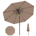 Parasol de Jardin 3M - 96 LED à 9 Modes - COSTWAY-Inclinaison Réglable 35° - Protection Solaire - 8 Baleines pour Terrasse Marron(Beige)