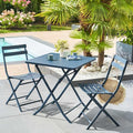 Table de jardin pliante carrée Greensboro pétrole 2 places en acier traité époxy - Hespéride(Pétrole/2 places)