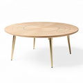 Table basse ronde en bois naturel avec pieds en métal doré 100 x 100 x 40cm