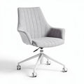 Chaise de bureau pivotante en tissu gris clair avec base blanche 60 x 60 x 85cm