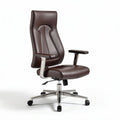 Chaise de bureau en cuir brun avec accoudoirs et dimensions 65 x 65 x 120cm