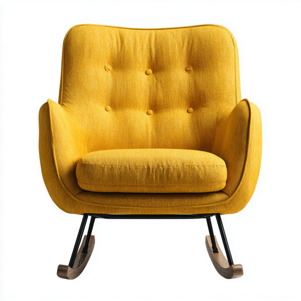 Fauteuil en tissu vert canard avec accoudoirs en métal 70 x 80 x 90cm