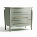 Commode en bois vert avec trois tiroirs et poignées dorées 60 x 40 x 50cm