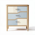 Commode en bois avec trois tiroirs bleu et crème dimensions 50 x 40 x 70cm