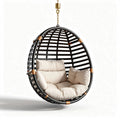 Suspension en rotin tressé avec coussins en tissu beige 85 x 65 x 85cm