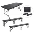 Ensemble Table et 2 Bancs Pliante - Sleivant Table de Jardin 6-8 Personnes - Table Camping Exterieur (1xTable +2 Bancs)(1 x table + 2 bancs)
