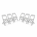 Chaises de réception pliantes – Fiesta – 6 chaises d'appoint en plastique et métal(Blanc)