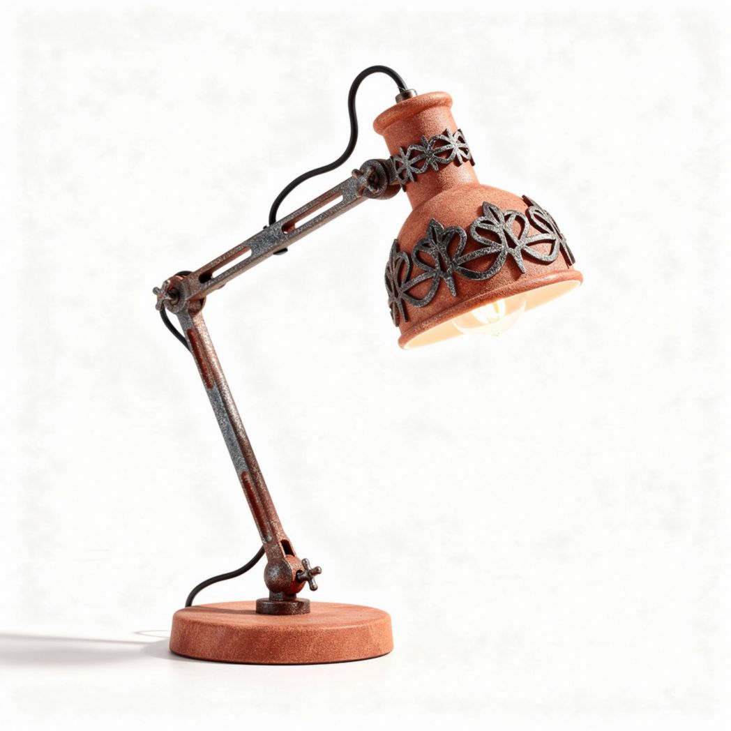 Lampe de bureau en métal avec design floral orange 30 x 15 x 15cm