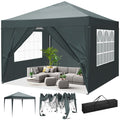 Tonnelle 3x3 Tonnelle Pliante de Jardin Imperméable avec 4 parois latérales,Gris(Blanc)