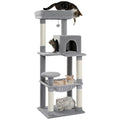 PAWZ Road Arbre à chat Design Spacieux Grande Hamac Dur Stable Avec hamac et belle maison pour chat - Gris - 143 cm(Gris/L)