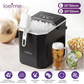 LOEFME Machine à glaçons 1.2L-9 Glaçons en 6 min 12kg/24h- autonettoyante silencieuse, deux tailles de glace，Avec support(Noir)