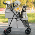 MIPAN.Double Couche Poussette Chien Chat- Pliable - Avce Ceinture de Sécurité + Animaux Voyage Poussette - 67 x 50 x 95 cm - Gris(Gris)