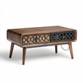 Table basse en bois foncé avec tiroir en métal 120 x 60 x 45cm