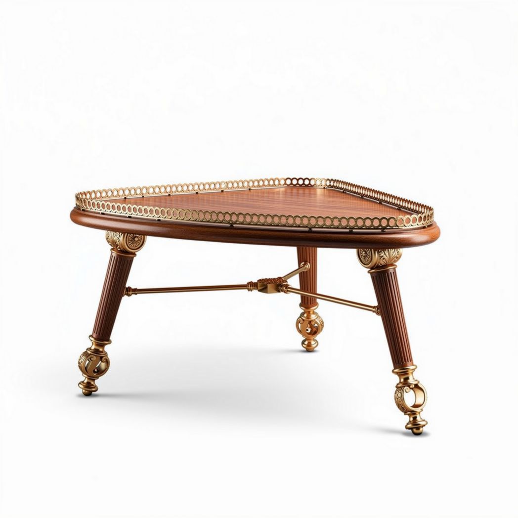Table basse en bois avec finition dorée 80 x 50 x 45cm