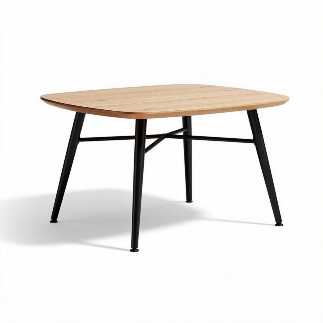 Table carrée en bois avec pieds en métal noir dimensions 120 x 80 x 75cm