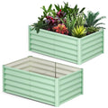 Lot de 2 bacs à fleurs en acier, jardinières rectangulaires extensionérieures, gants inclus, fond ouvert, Vert, 180x60x45cm(Vert olive/120 x 60 x 60 cm - Ellipse)