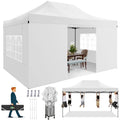 Tonnelle de Jardin,3X4.5m Tonnelle Pliante POP-UP avec 4 Parois Latérales - Tente Imperméable, Protection du Soleil UV 50+, Blanc(Blanc/3 x 3 m avec Parois Latérales)