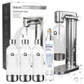 Aquafloow Machine à soda eau pétillante – acier – 3 bouteilles de 0,8 l – cylindre CO₂ inclus - Réglage d'intensité des bulles(Machine + 3 bouteilles + Cylindre de CO2)