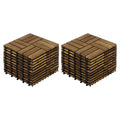 Lot de 22 Dalles en Bois d'Acacia à emboîter 30x30cm -  Caillebotis Extérieur Clipsable pour Balcon, Terrasse et Jardin - Jaune(Jaune/11 pcs)