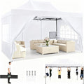 Tonnelle pour Plage Terrasse Camping- Blanc(Blanc/3 x 3 m (Avec 4 parois latérales))