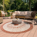 Tapis rond d'extérieur, kilim reversible Ø120cm LYN2 B ROND REVERSIBLE orange et crème(Marron/120 x 170 cm)