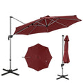 COSTWAY Parasol Déporté Inclinable Dia.339x260cm avec Base Croisée Rotation à 360°Manivelle, 8 Baleines pour Terrasse Jardin Rouge(Beige/3 x 3 m (Carré)/Avec LED et sans sable)