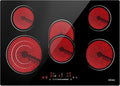 Plaque Vitrocéramique - ISEASY - 5 Foyers - 8600W - Écran Tactile - Verrouillage Enfant(5 Foyers A)