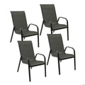 Lot de 4 chaises MARBELLA en textilène gris - aluminium gris anthracite(Gris foncé/Lot de 4)
