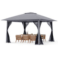Tonnelle de Jardin Réception 394 x 394cm-COSTWAY- Pop-Up Hauteur Réglable à 3 niveaux -6 à 8 Personnes-Anti-UV Pliable pour Fête(Beige)